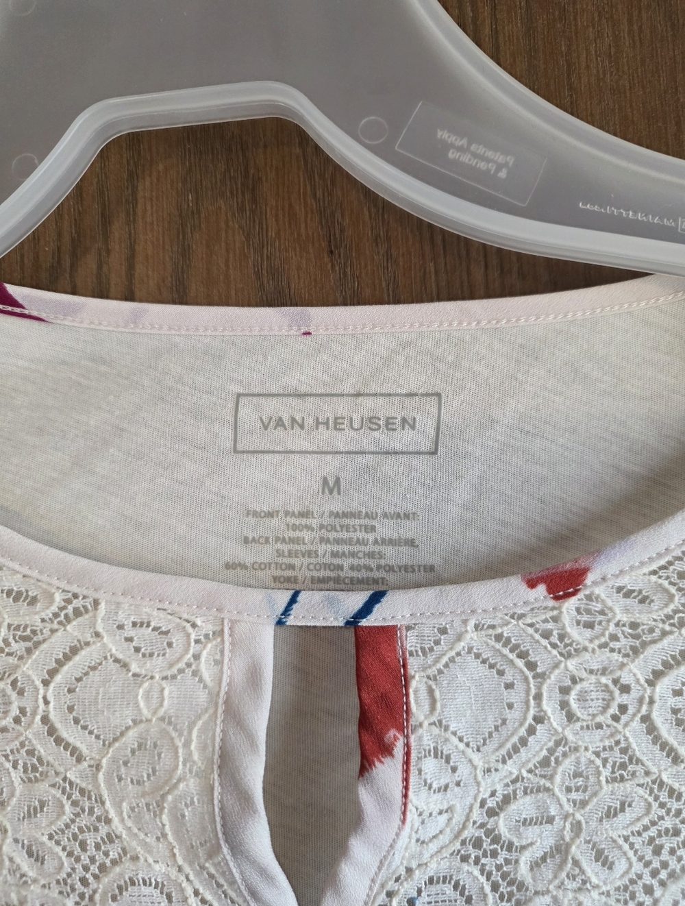 Cream Floral Lace-Trim Blouse with Pink & Blue Accents - Picture 2 of 3